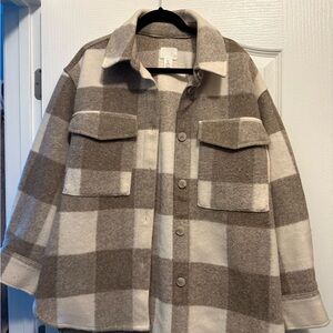 H&M Brown and Cream Plaid Jacket